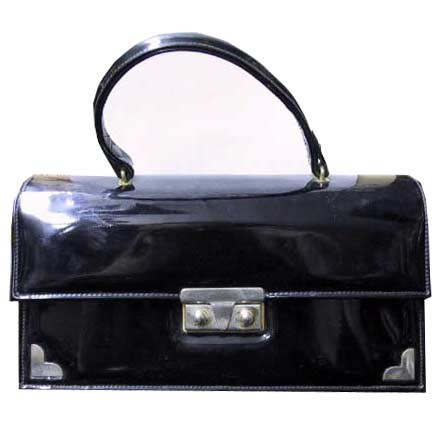 Meyer's Black Vinyl Dome Top Accordion Style Purse