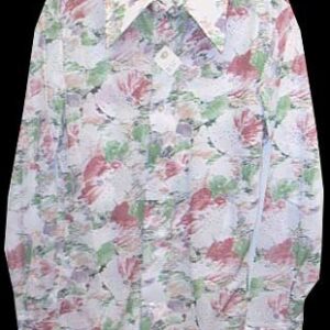 Distinctive Sportswear White with Flower Petal Like Brush Strokes in Orange Green and Purple Long Sleeve