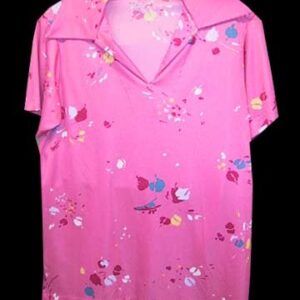 Hot Pink with Multi Color Confetti Spots V Neck Short Sleeve