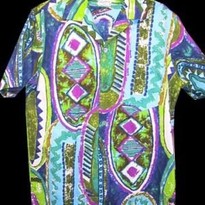 Kehaulani Multi Color Tie Dye Look with Geometric Shapes W with Coin Buttons