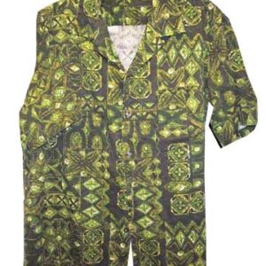 Batiked Green with Tapa Print in Multicolor Greens
