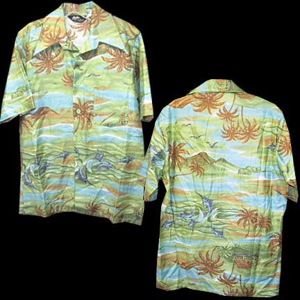 Studio One Sailfish in Full Island & Sea Scene Hawaiian Style Shirt