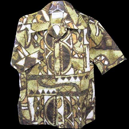 Kona Kai Half Circles and Triangular Tapa Design in Tan Brown White and Little Orange