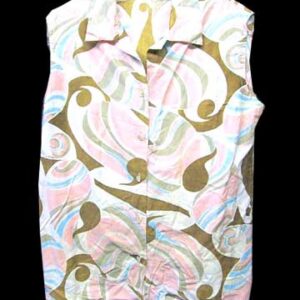 Peach with Brown Blue Tan and White Mod Swirl Design Sleeveless
