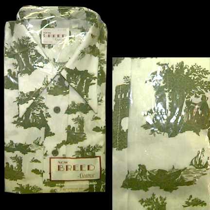 Now Breed White with Green Ruins Greek Figures in Garden and Colonial Couple in Garden Short Sleeve with Package