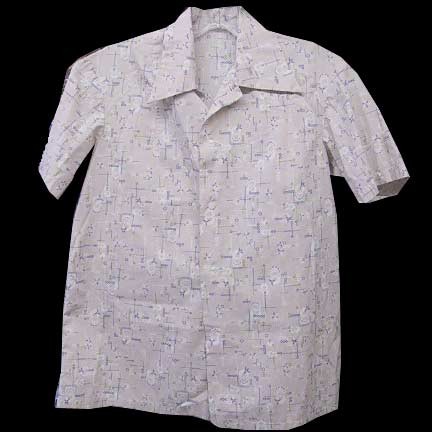 Light Salmon with 50's Star Circle and Line Dinette Pattern Short Sleeve