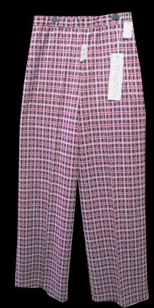 Motivation Red Orange White and Black Block Plaid Pattern Slacks