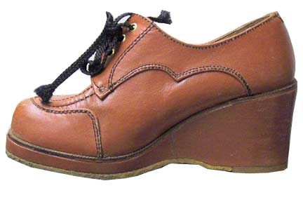 Made in Spain 70's Deep Pumpkin Covered High Wedge Heel Platform Women's Shoe Size 6