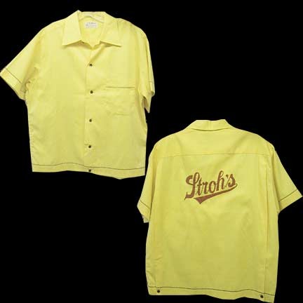 Hilton Yellow with Black Piping with large Chain Stitched "Stroh's"