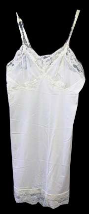 Vanity Fair White with Sheer Cups Surrounded By Floral Lace to Under Cups with Matching Wide Trim 3/4 Slip