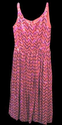 Maier Red Pink and Raspberry Halter Dress Fully Sequined