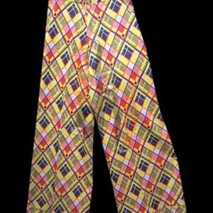 Bright Diamonds Harlequin Pattern Stretch Cuffed Bell Bottoms