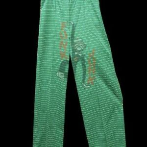 Hunter Sportswear Green with Raised White Thread Horizontal with Raised Balls Along It Stretch Wide Slacks