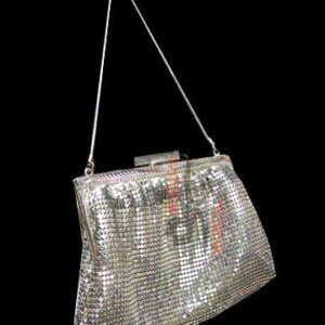 Silver Circular Disc Mesh Lined Purse