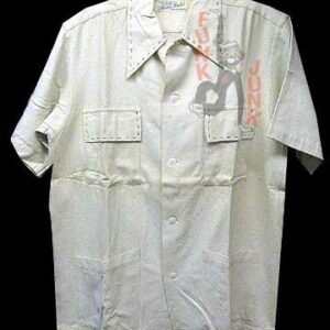 Thieves Market Off White with Brown Wide Stitch Collar and Two Chest Pocket Piping Short Sleeve Shirt Jak