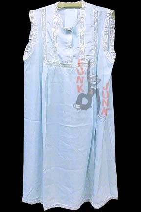 Sky Blue with Hand Embroidered 3 Leaves on Stem with Lace Accents Slip or Nightie