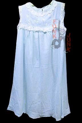 Sky Blue with Hand Embroidered 3 Flowers with Butterflies with Lace Accents Slip or Nightie
