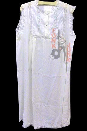 White with Hand Embroidered 3 Leaves on Stem with Lace Accents Slip or Nightie