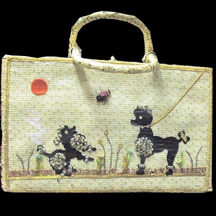 Poodles at Play Wicker Style Window Purse