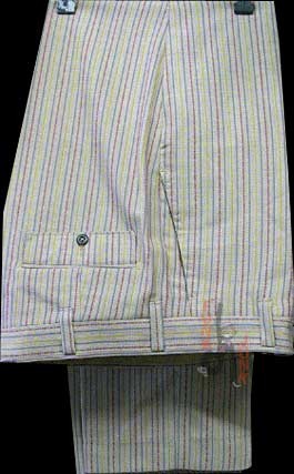 Farah Rust Dotted Tan with Blue Gold and Rust Vertical Lines Slacks