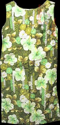 The Ritz Green with large White with Green Tint Flowers Sleeveless Dress
