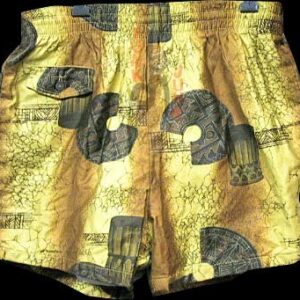 Penney's Gold Batik with Black Drums & Elaborate Neck Pieces Bathing Suit Man's