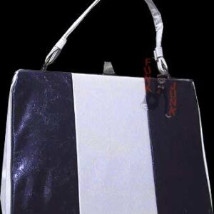 White Center with Navy Blue Sides and White Handle Mod Purse