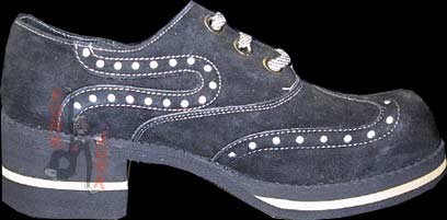 Johnny Walker Black Suede with Side and Front Pattern of Cut Through Platforms with Rubber Sole
