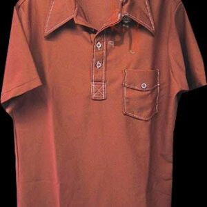 Kings Road Shiny Rust with White Piping and Bullseye Buttons Short Sleeve Shirt