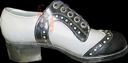 Savini Deadstock Silver with Overlaid Black with Punched Edge Toe Accent and Curving Side from Lace Holes Platforms in box