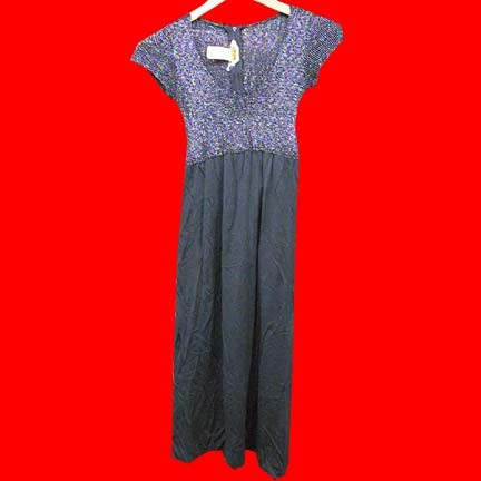The Cottager various color metallic thread cropped sleeve topped with Black bottom dress