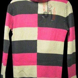 Haymaker Opposing Blocks of Tan Hot Pink or Brown Long Sleeve Knit Sweater Blouse