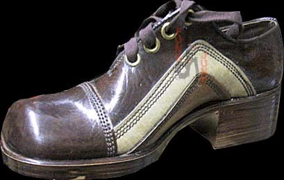 Varsity Shoes Brown Vinyl with 2 "V" Stripes on Side in Light and Dark Snakeskin Look Men's Platform