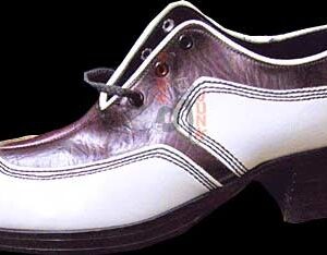 Varsity Shoes White Vinyl with Ruby Toe and Side with Triple Line Edge Stitch Men's Platforms