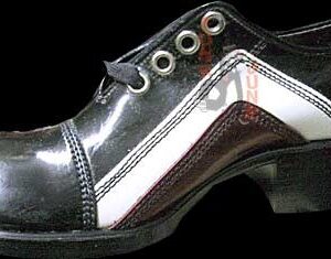 Varsity Shoes Black Vinyl with 2 "V" Stripes on Side Ruby Snakeskin Look and White with 3 Line Stitch Edging Men's Platforms