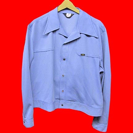 Lee shiny Blue with light Purple snap closure waist cut jacket with darker Blue edging