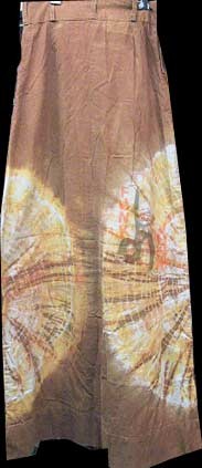 Rust with Tie Dyed Sun Burst Design Full Length Skirt