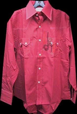 Red with White Piping Western Style Long Sleeve