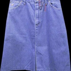 Wrangler Denim Skirt with Slit Front and Stitched Horse Logo on One Pocket Top