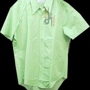 Masterbuilt Tricot Shirt Neon Green Short Sleeve with Button Accents on Cuff Wide Collar