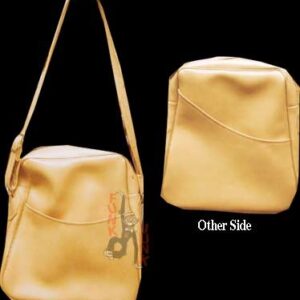 Orangish Leather Look Curved Side Pocket Adjustable Shoulder Bag