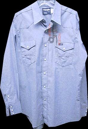 Wrangler Classic Denim "W" Stitch Pocket Pearline Snap Western Long Sleeve