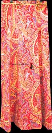Agile Red with Indian Paisley Full Length Cotton Skirt