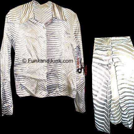 Gold and Brown Palm Leaf Pattern Long Sleeve Blouse