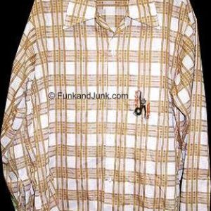 Manhattan Classic Gold Brown and White Check Long Sleeve Shirt