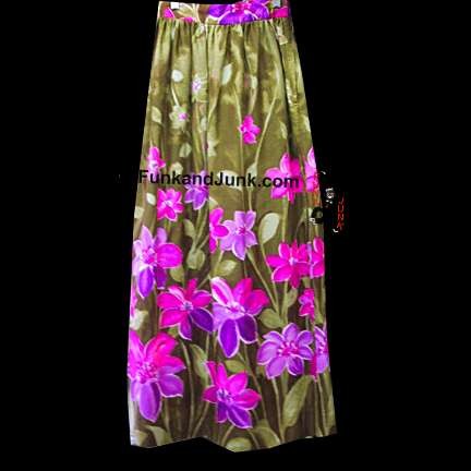 Sunflower large Purple Flowers on Muted Woods Background Full Length Skirt