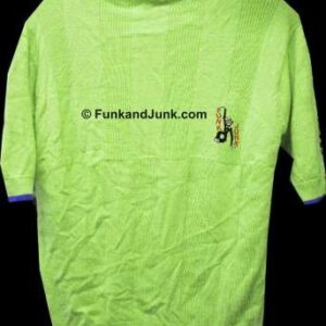 Mohawk Neon Green with Blue Waist Collar and Sleeve End Trim Short Sleeve Knit