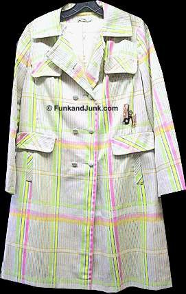 Royal Mist Heavy Pink But Multi Color Bright Color Crossing Varied Stripes Mod Lined (Heavy) Rain Coat