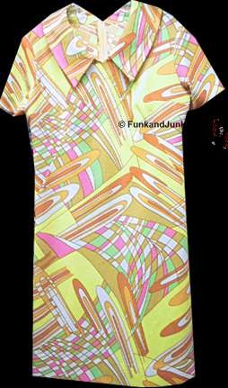Yellow with Covered Mod Curved Harlequin Pattern and Other Neon Color Shapes