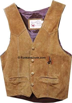 Sears Leather Shop Classic Brown Rust Suede Paneled Snap Vest